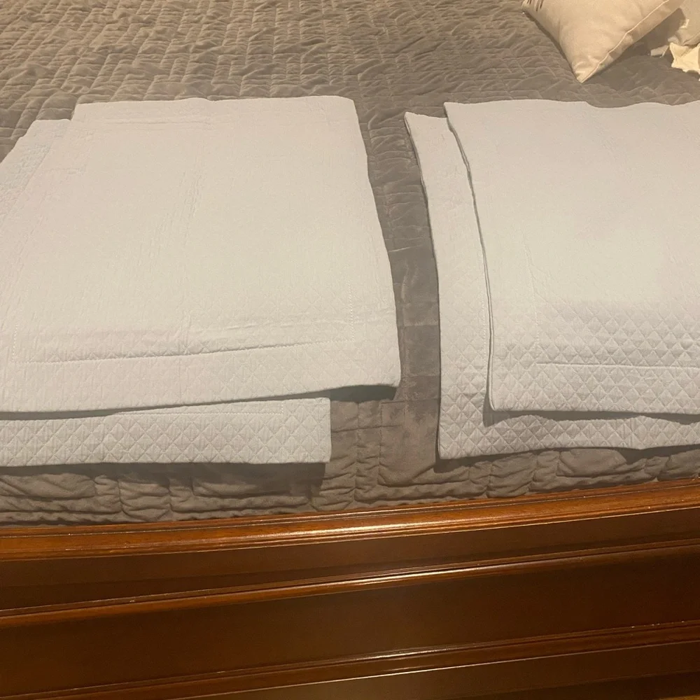 4 Restoration Hardware Blue Quilted Rectangular Accent Pillow Covers.